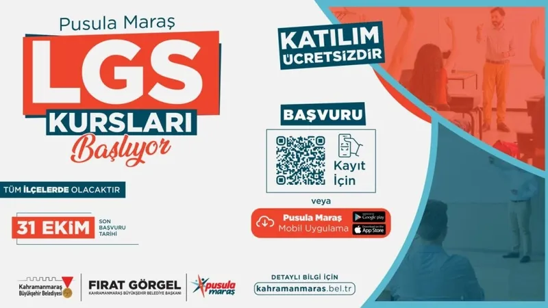 Kahramanmaraş Büyükşehir Belediyesi Tüm İlçelerde Ücretsiz LGS Kursları Başlatıyor
